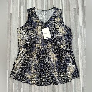 Women's Snake Print Sleeveless Top - Black and Cream size XL